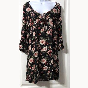 AE Floral Dress Sleeves ruffle black XS, S, M NWOT